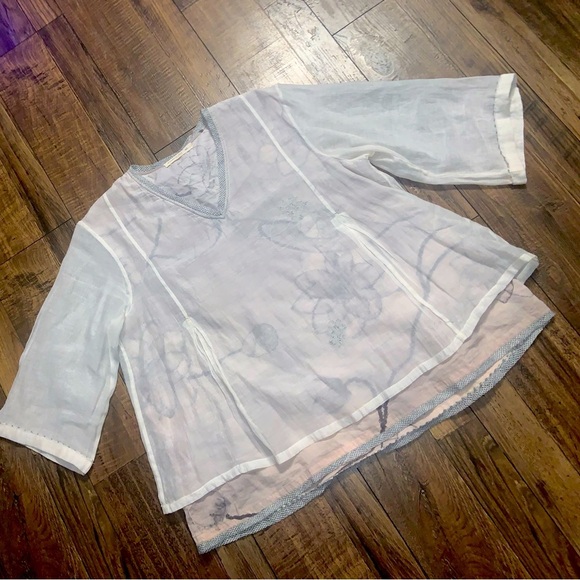 Shades of India cinnamon gauze floral top blouse embroidered spring boho classic - Picture 1 of 8